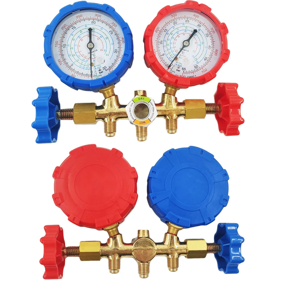 Air Conditioner Pressure Gauge Refrigerant Manometric Manifold Tools Freon R410A R32 R404A R134A