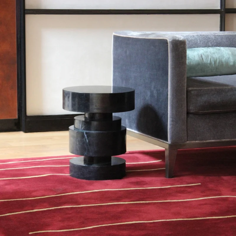 

Nordic minimalist modern living room sofa coffee table round artificial marble side table wholesale customization