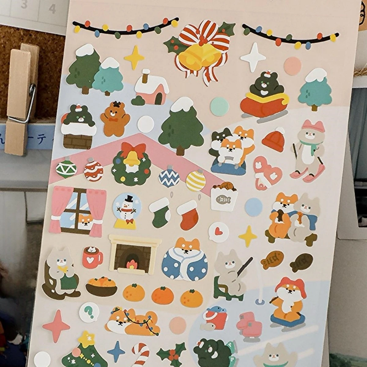 Koreanischer Import Original Bonito Weihnachts-Skier-Tiere Papieraufkleber Scrapbooking DIY Journal Schreibwaren Aufkleber Ästhetisches Geschenk