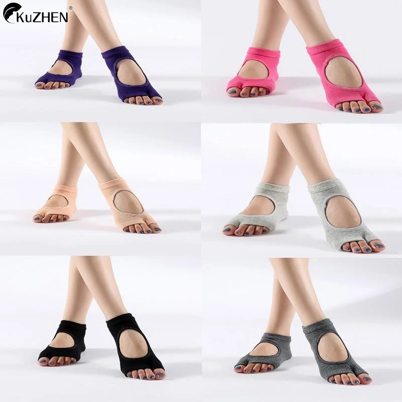 

1Pair Women Two Toe Yoga Socks Non-slip Shockproof Sport Cotton Pilates Sock Quick-Dry Ballet Professiona Dance Sock