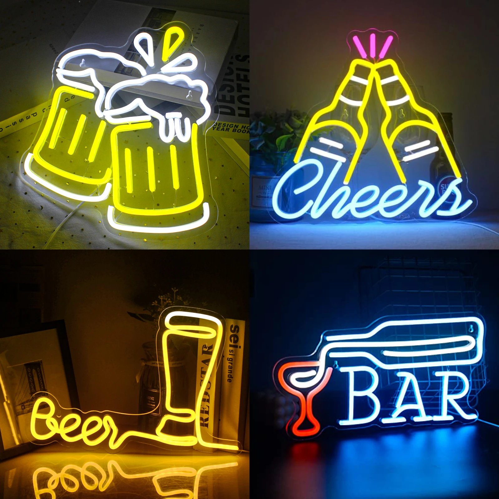 Bar de bienvenue ouvert enseignes au néon LED lumières rose éclairer signe  mur Art lampe USB maison Bars boutique salle fête Gamer salle décoration  article - AliExpress, image size:1600x1600