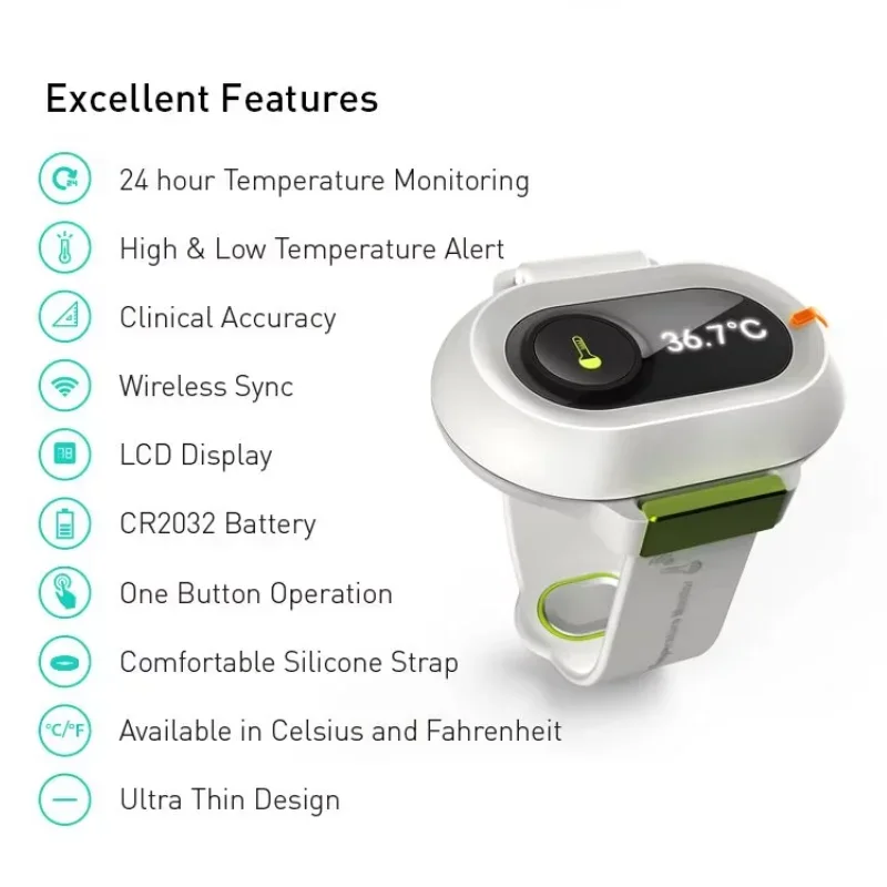 Baby digital smart thermometer bracelet bluetooth body non touch contact mini multi thermometer indoor outdoor home