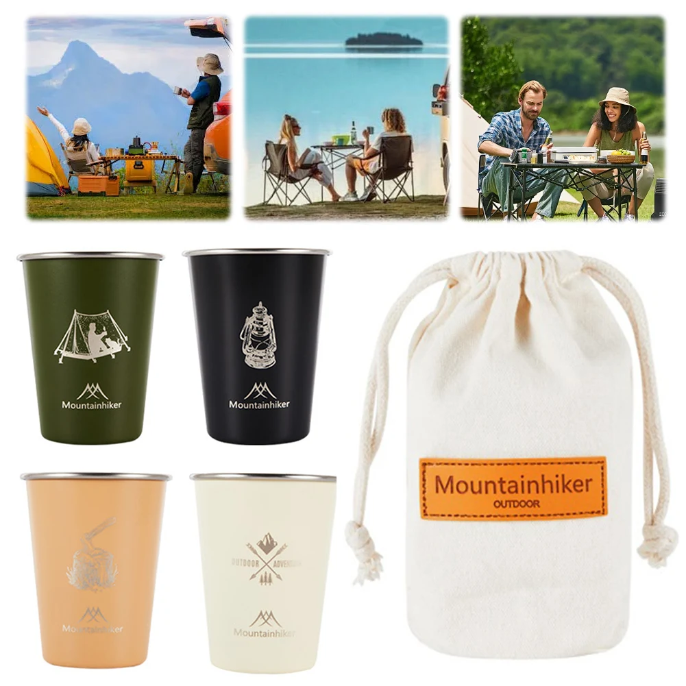 Stainless Steel Outdoor Camping Cups with Storage Bag