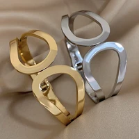 Simple Big Geometric Bangles for Women Stainless Steel Bracelets Cuff Wristband Stackable Waterptoof Jewelry Gifts 1