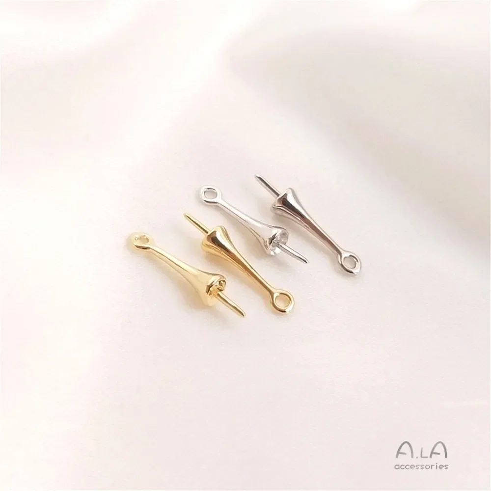 걸이식 하프 홀이 있는 구리 도금 금, 옥 크리스탈 진주 거치대, DIY 수제 헤드피스 귀걸이, 걸이식 펜던트 거치대, C068