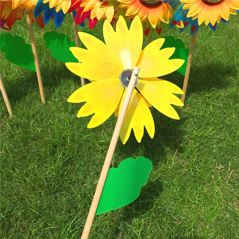 Colorful Sunflower Windmill Wind Turbine For Lawn Garden Party Decoration Outdoor Camping Picnic Garden Yard Decor