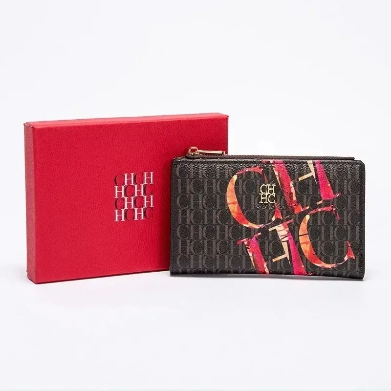 CH Wallet Monogram Print Long Zipper Purse With Box Card Holder Fashion Clutch For Women Daily Use Travel Shopping Casual 6