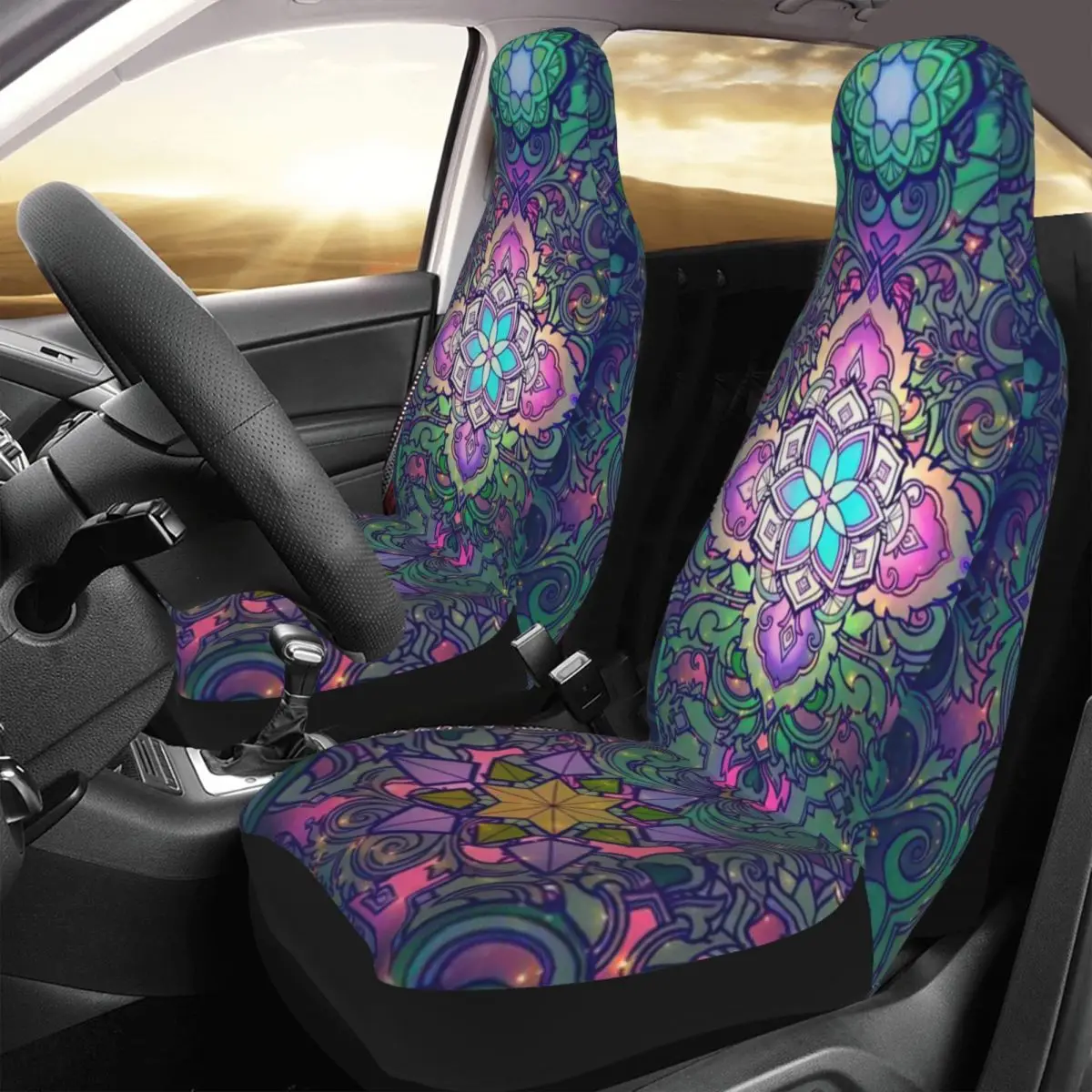 

Чехол для автомобильного сиденья Mandala с индивидуальным принтом, универсальный Передний защитный набор аксессуаров для подушек