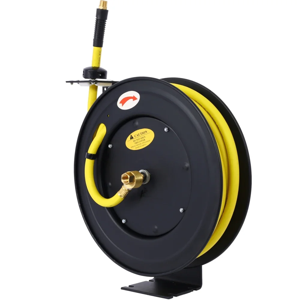Retractable Air Hose Reel, 1/2" Inch x 50' Ft Auto Rewind Hose-Reel, Heavy Duty Steel Air Hose Reel,