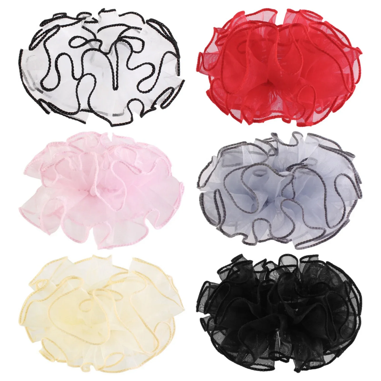 Elegant Ruffled Organza Hair Scrunchie - Multi-Color Chiffon Hair Tie for Stylish Everyday & Party Looks