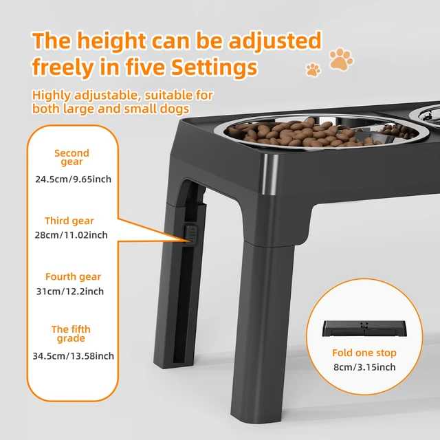 Ortable Non-Slip Elevated Dog Bowls - Foldable Xiaz Raised Feeder Bowls Stand Set With 2 Stainless Steel Bowls 4