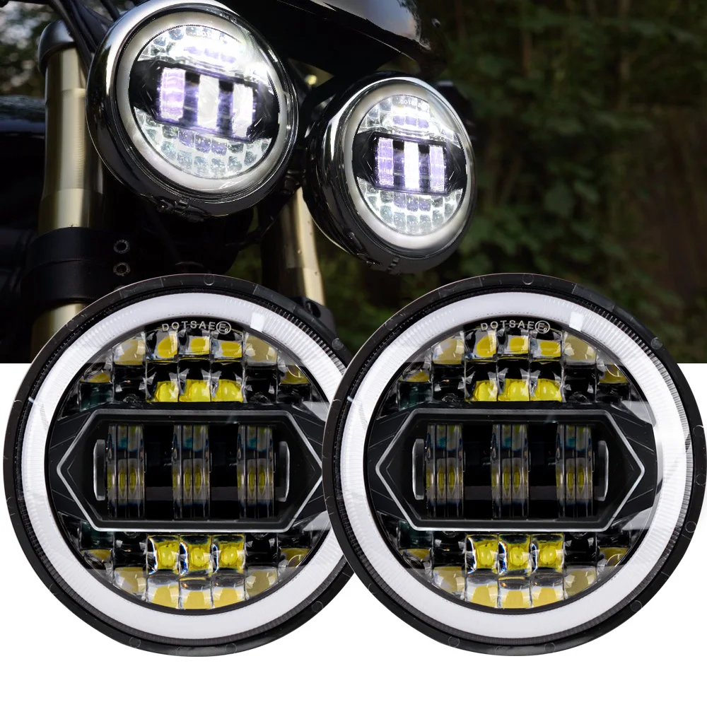 Faro Moto Per Triumph Rocket Iii 3 Thunderbird 40W White Halo Ring 5.75 Pollici Led Faro Accessori Moto