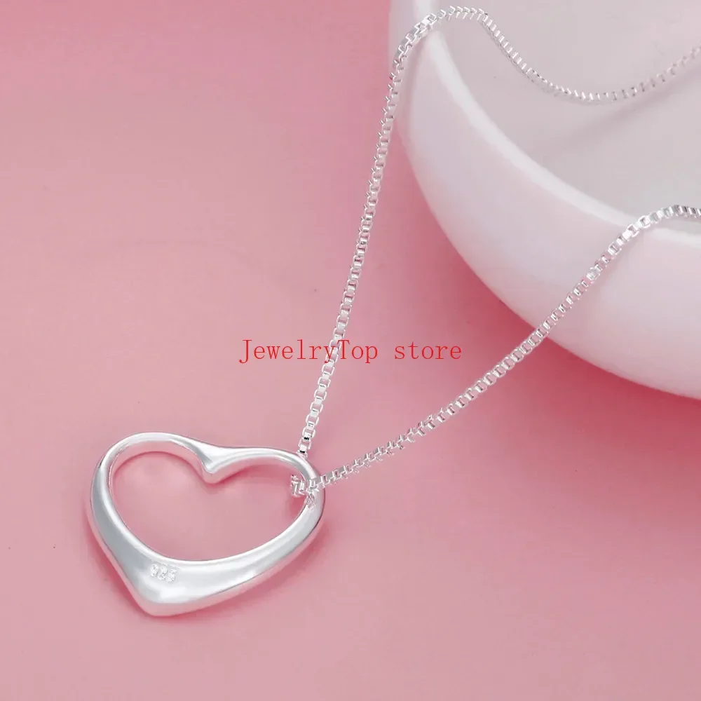 Silver jewelry set 925 Sterling silver heart bracelets necklaces for women