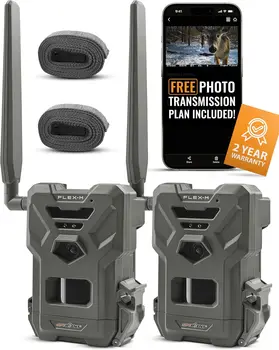 Flex-M Twin Pack Cellular Trail Cameras - Best Value in Hunting Accessories, No WiFi Needed, GPS, Night Vision, Dual-Si 1