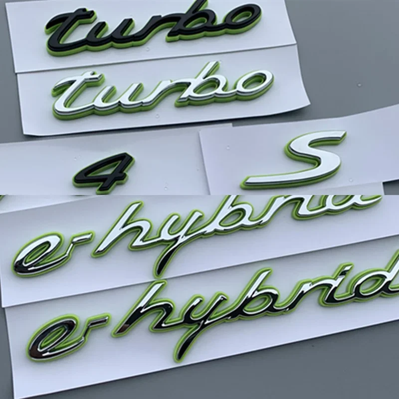 Verde Argento Nero Turbo S E-Hybrid Emblem Portellone Logo Badge Decal Fender Ehybird Side Door Sticker Accessori Trd