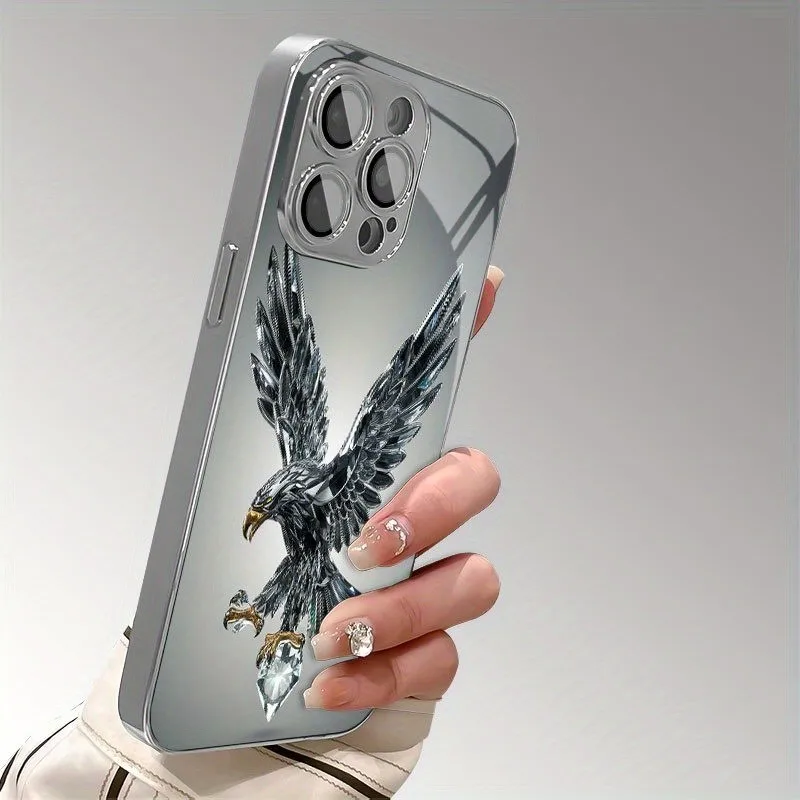 Luxury Crystal Eagle Pattern Tempered Glass Phone Case