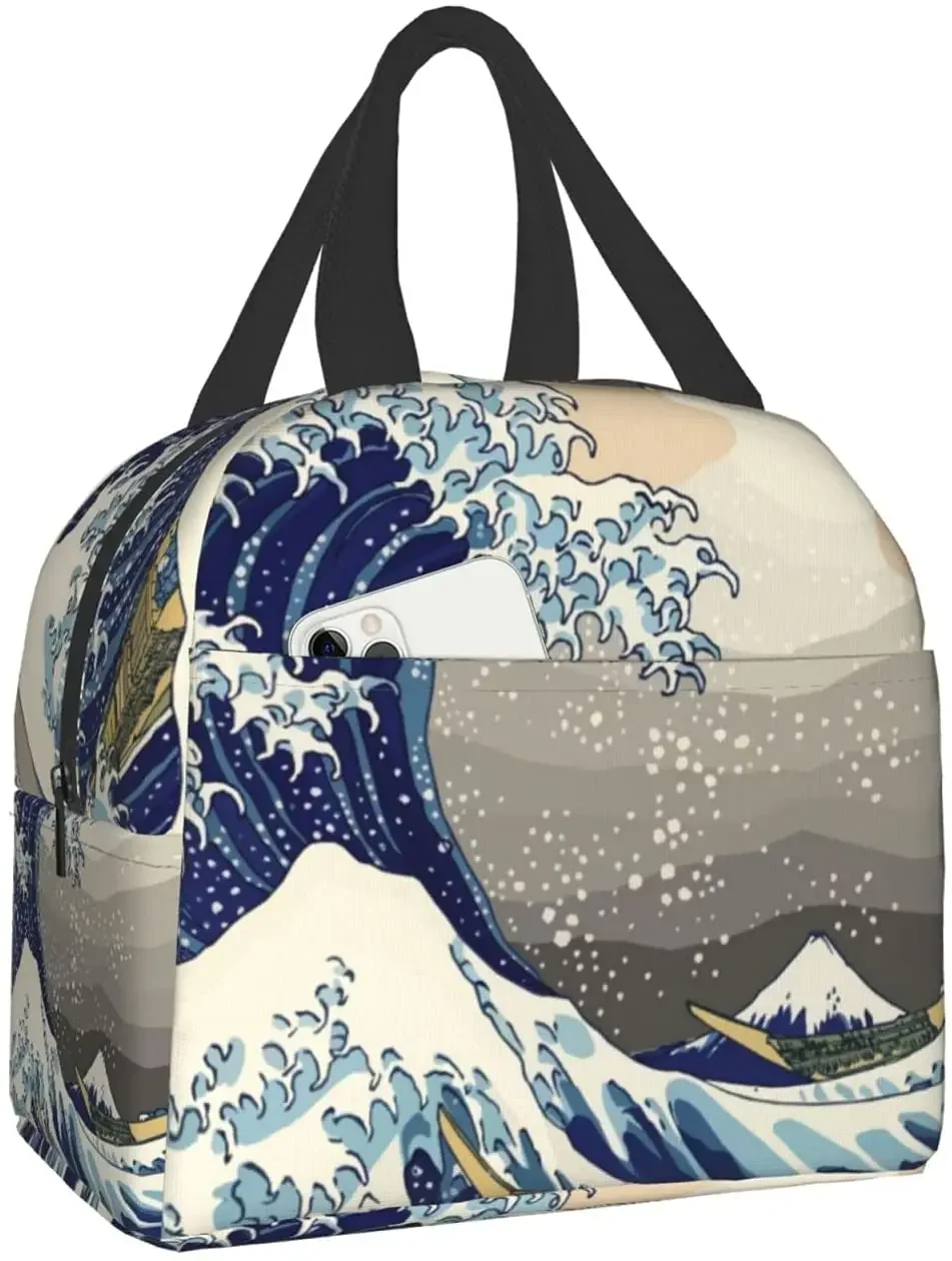 Lunch Bag for Women The Great Wave Off Kanagawa Art Insulated Lunch Box Cooler Tote for Work Office School Picnic Bento Bag