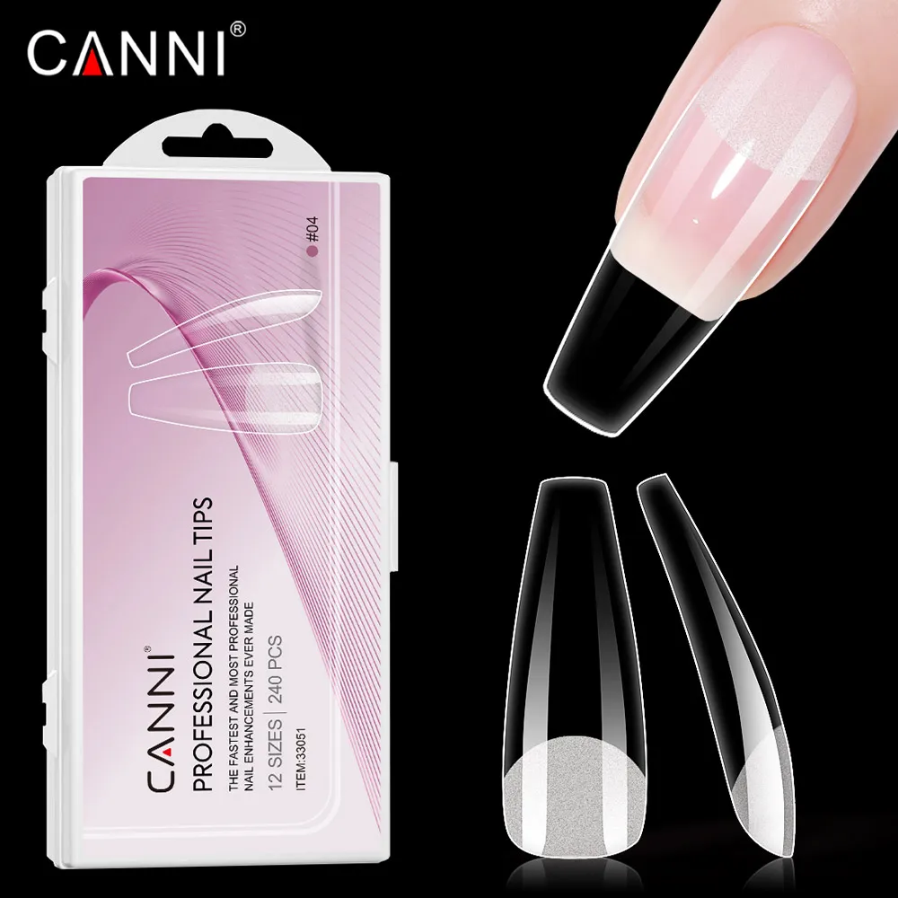 Cani 240 stücke drücken auf gefälschte Nägel halb matter Mandel sarg voll/halb Acryl quadrat falsche Nagels pitzen verlängern Verlängerung klebers pitzen – Detail 10