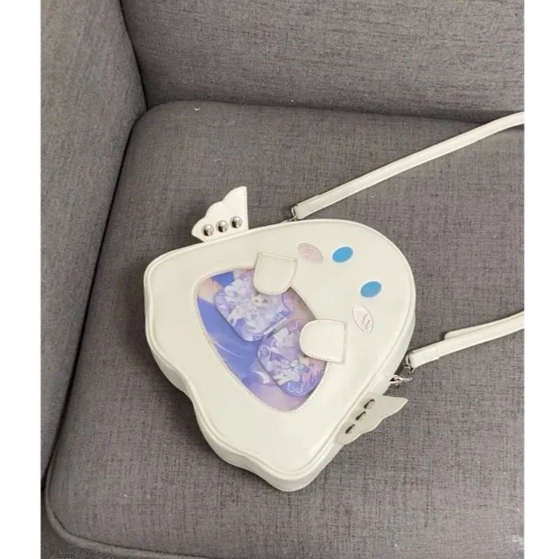 New Cartoon Angel Devil Backpack Creative Kawaii Ghost Azrael Shoulder Bag PU Leather Large Capacity School Bags For Kids 3