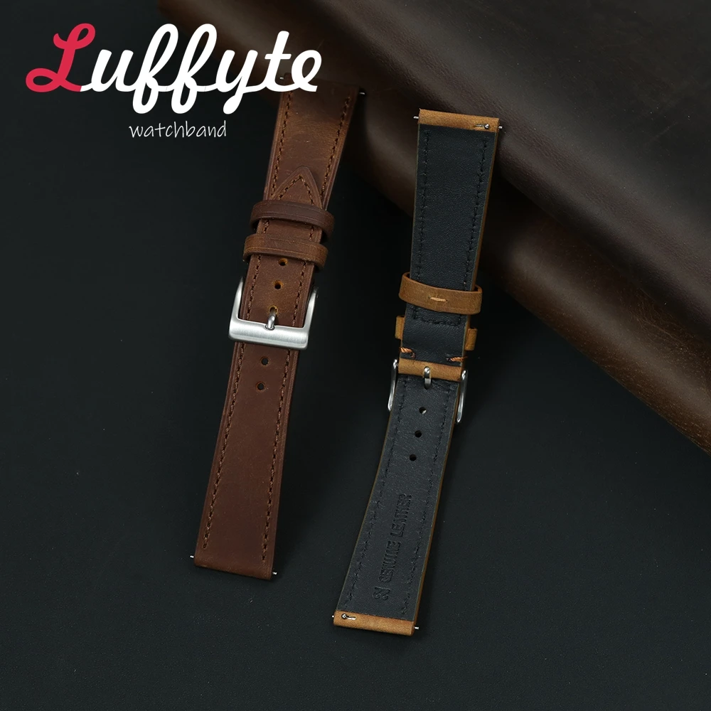Premium Crazy Horse Leather Watchband - Multi-Color Replacement Wrist Straps