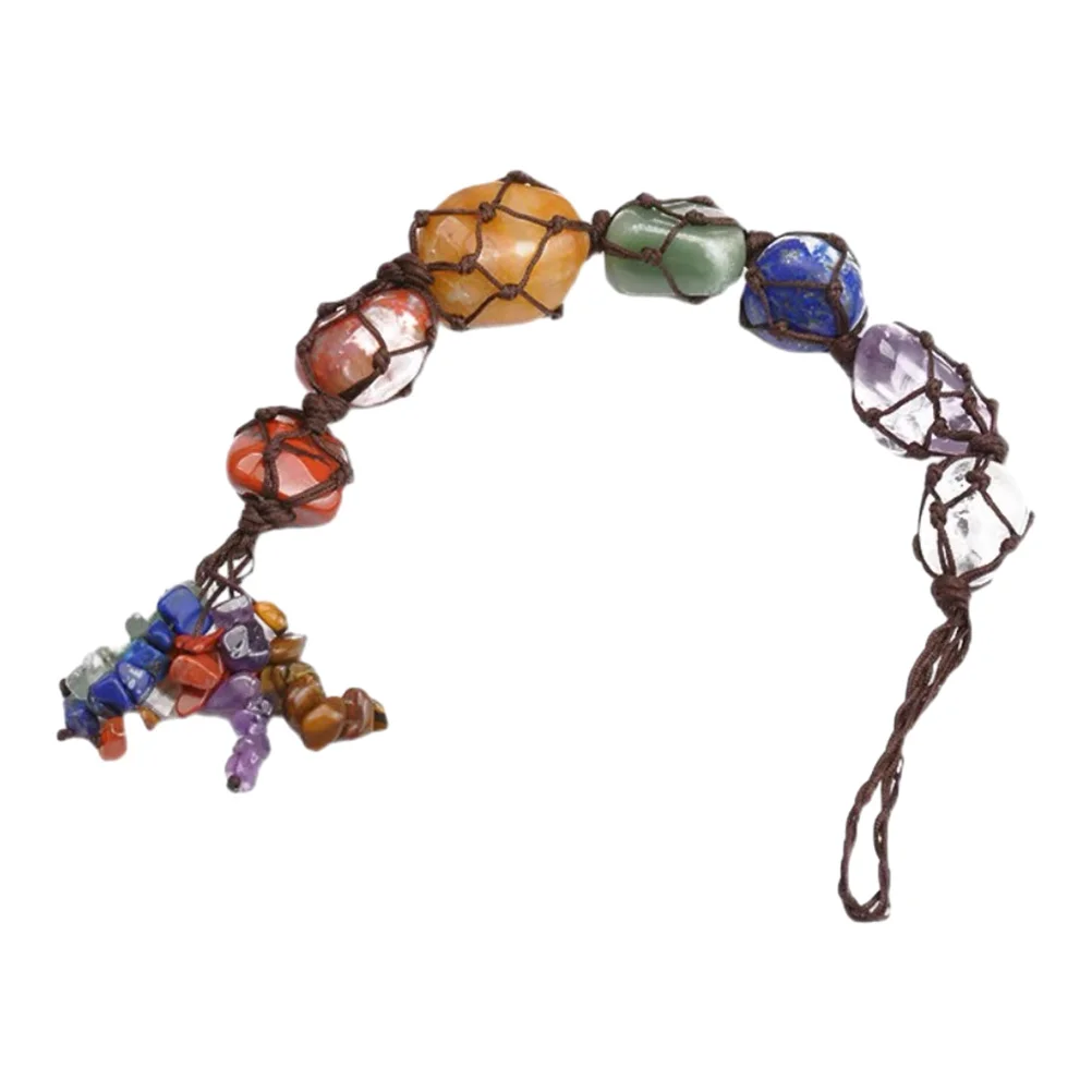 

Colorful Stone Car Hanging Decor for Living Room Chakra Pendant New Year Gifts Stones Cotton Rope Christmas Tree
