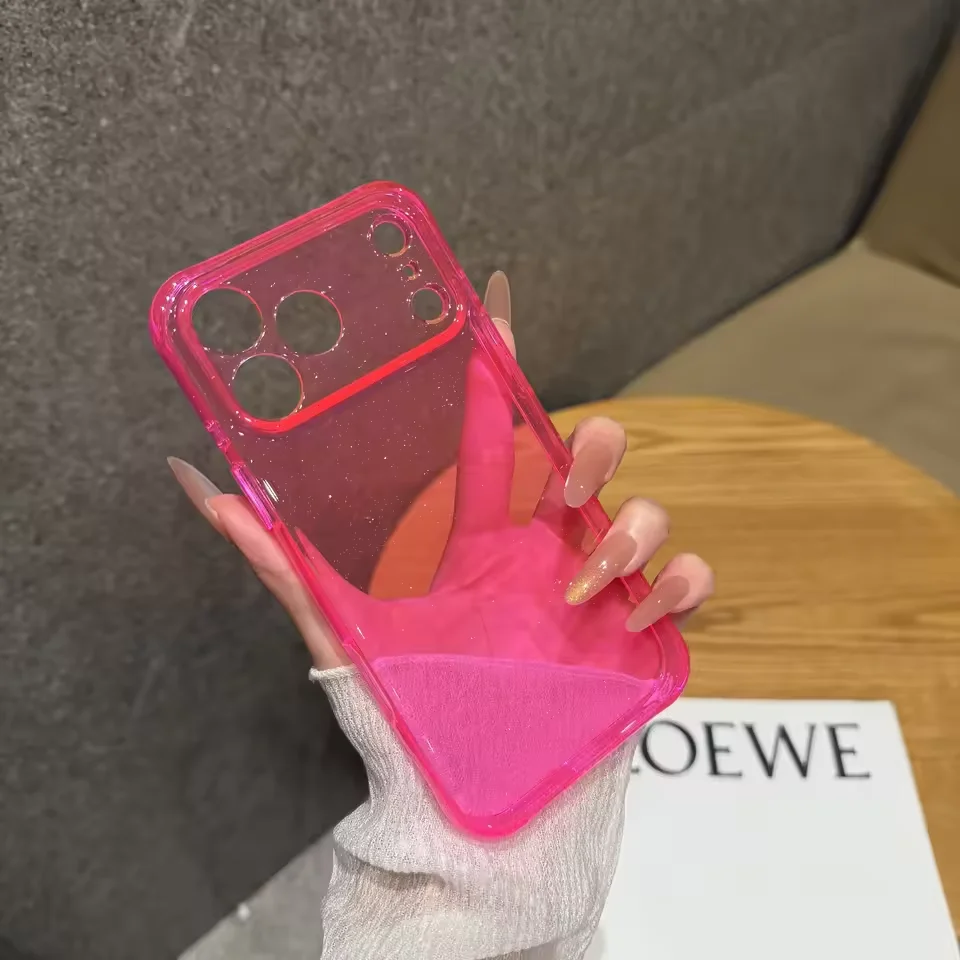 Luxury Glitter Bling Clear Phone Case for Apple iPhone 18 17 16 15 Pro Max Hard Transparent Lens Protect Soft Bumper Cover Funda