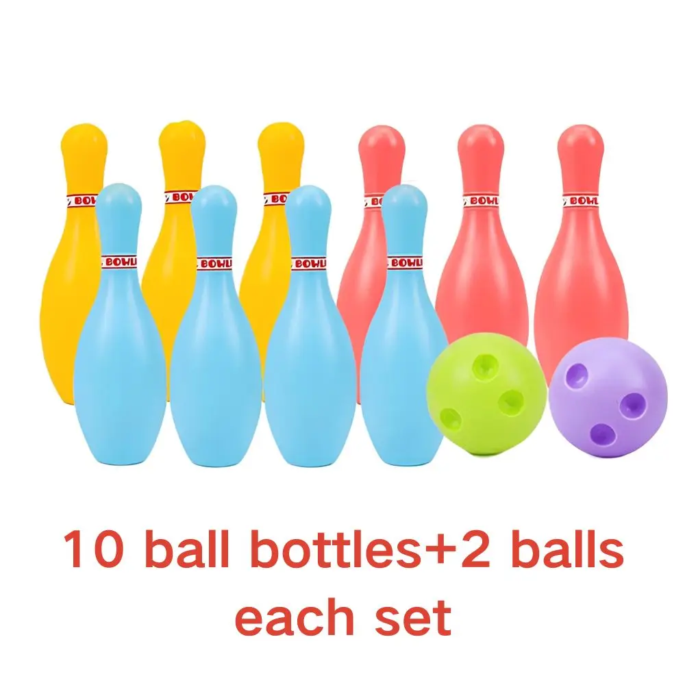 1 set di bowling in plastica da 12 cm, 10 birilli da bowling in plastica colorata e 2 palline, attività all'aperto e al chiuso, regalo di compleanno YMY - immagine 6