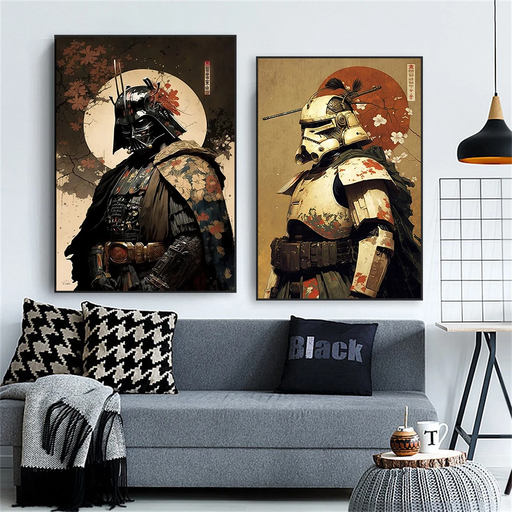 

Disney Superhero Star Poster Japanese Samurai Prints Pop Street Art Vintage Canvas Painting Game Room Home Reading Room Decor