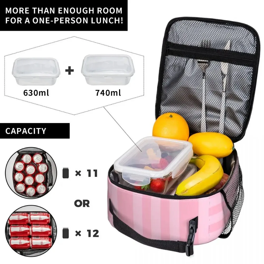 Pink Victoria Illustration Letters Print Lunch Bag for Adult Designer Lunch Box Casual School Cooler Bag Thermal Bags lunch bag,cooler bag