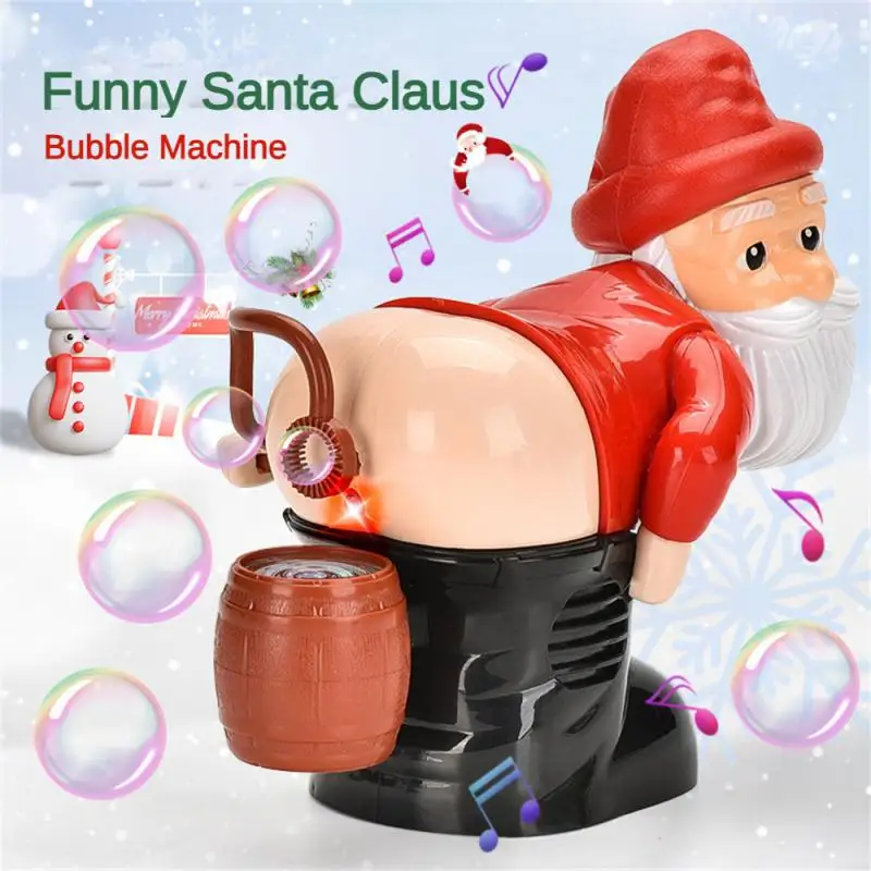 

2023 Electric Funny Santa Claus Shaking Buttocks And Blowing Bubbles With Lights And Music Playing With Water Bubble Machine Toy