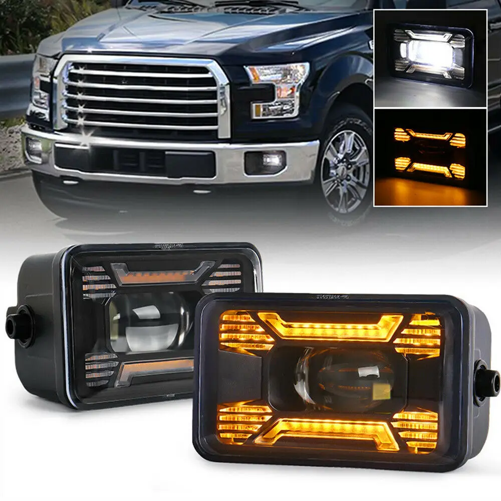 

White LED Fog Lights Bumper Amber Driving Lamp Assembly for 2015-20 Ford F-150