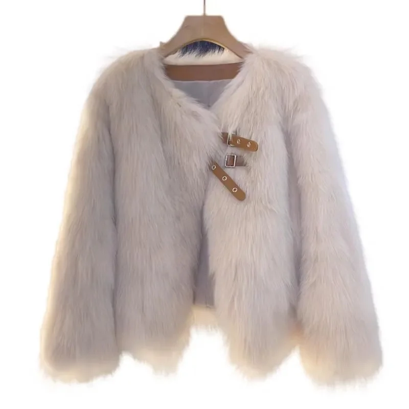 Wearing a Fur Coat For External Wear Short Style 2024 Autumn/Winter New Loose Versatile Haining Fur Small Fragrant Style Buckle8