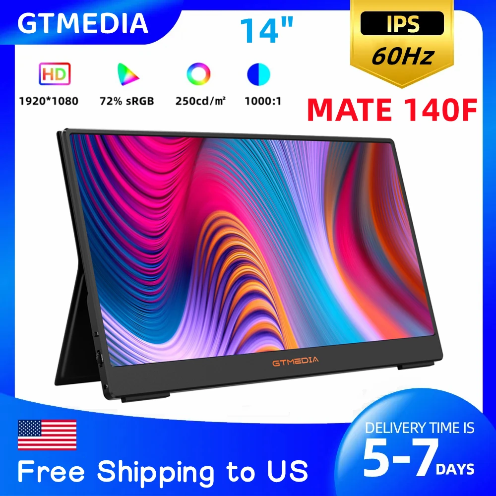 14 Pollici 1920*1080 Ips Fhd Monitor Portatile 72% Schermo Srgb Display Da Gioco Office Travel Externa Laptop Per Pc Xbox Ps4/5 Switch