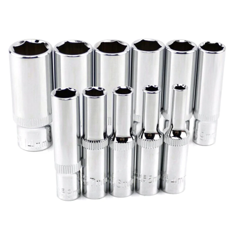 High-Quality 11-Piece Chrome Socket Set, 1/4-Inch Metric Drive, 6-Point Deep, 4-14mm