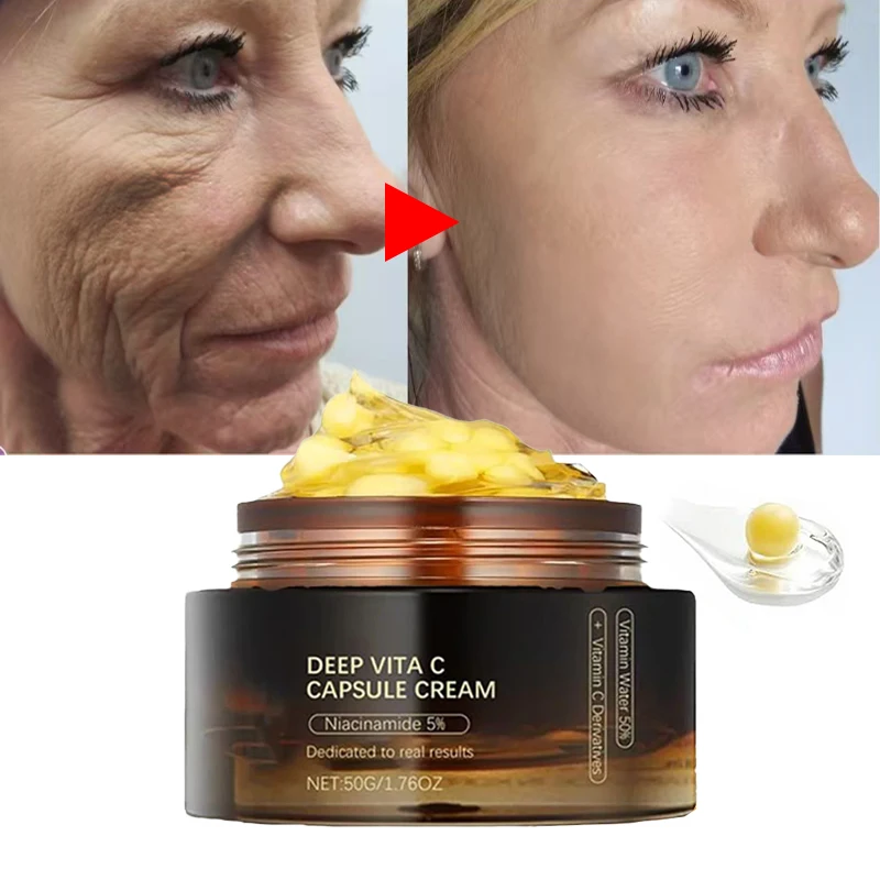 Deep Vitamin C Golden Capsule Instant Wrinkle Cream Firming Hydrating Face Moisturizer Antioxidant Protection Daily Skincare