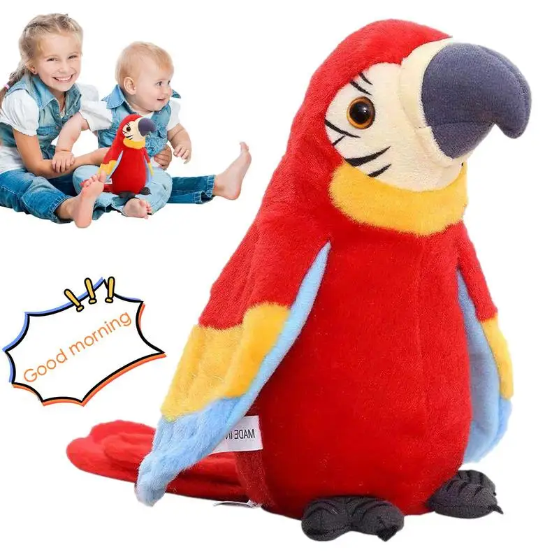 Electric Talking Parrot Plush Toy Repeats What You Say Electronic Animated Bird Interactive Stuffed Animal Doll Gift For Kids