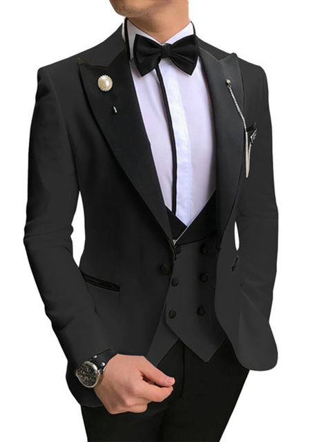 2023 Men 3 Pieces Suits For Men Custom Made Groom Groomsmen Tuxedos Wedding Men Suit Terno Masculino(Jacket+Pant+Vest) - color as photo, XL