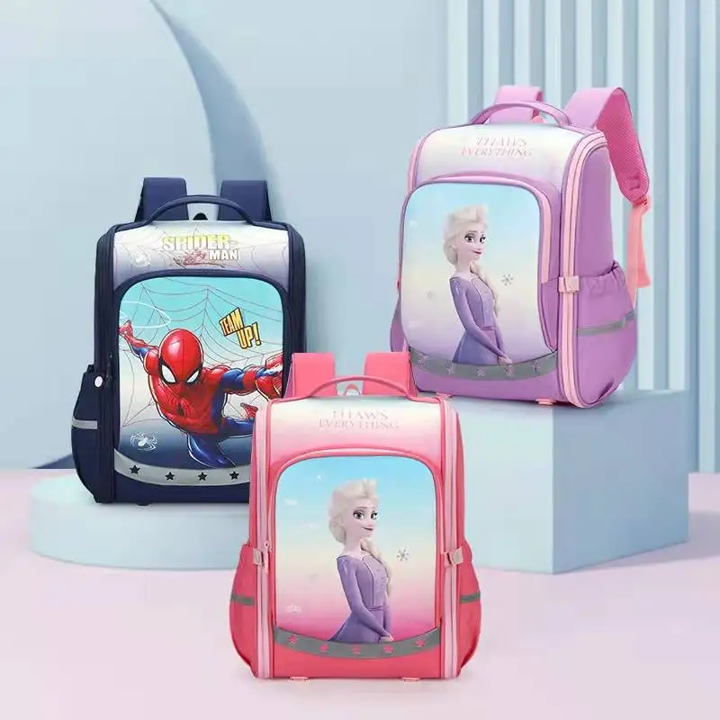 2022 Disney Frozen Marvel School Bags For Girls Boys Primary Student Shoulder Orthopedic Backpack Elsa Anna Spider Man Mochilars