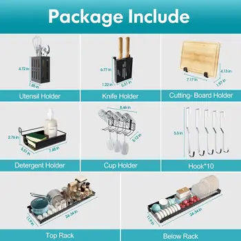 Expandable Over the Shelf Storage Organization, Kitchen Organizer, Tableware Drainboard, Free Shipping, Dish Drying Rack, Home 6