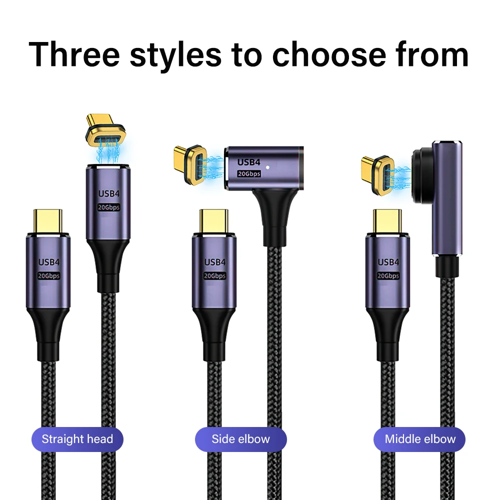 Enhanced Magnetic USB-C Cable with 100W Fast Charging and 8K Support