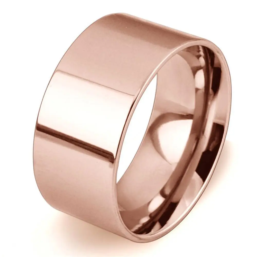 Rose Gold/Silver Plated/Gold Color Simple Design 10MM Wide Stainless Steel Rings Trendy Wedding Ring Jewelry For Women Men gold color rings stainless steel ring finger ring gold color ring wedding rings wedding ring silver ring