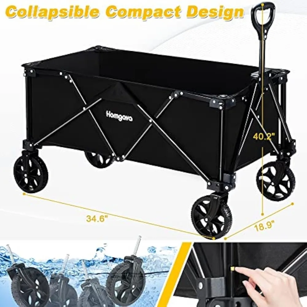 Homgava Collapsible Folding Wagon Cart, Portable Large Capacity Camping  Wagon, All Terrain Foldable Wagon, Heavy Duty Utility - AliExpress