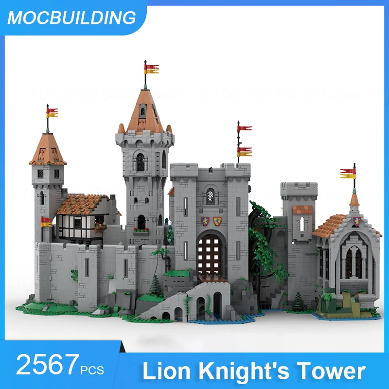 MOC 빌딩 블록 사자 기사탑-10305 성 확장 DIY 벽돌 조립, 건축 전시 장난감 선물, 2567 개