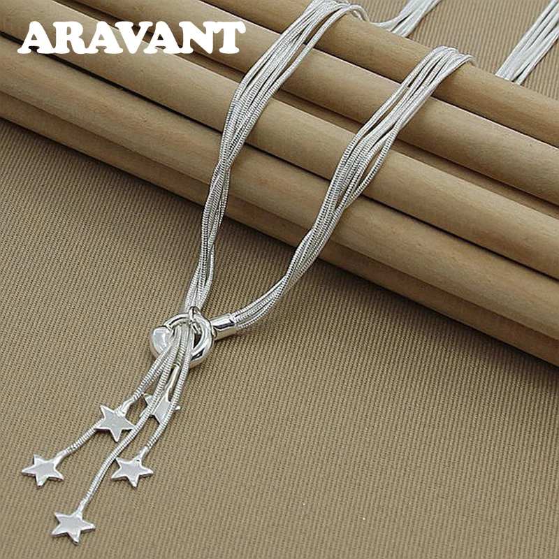 Aravant 여성용 스타 목걸이 체인 팔찌 세트, 웨딩 패션 주얼리,