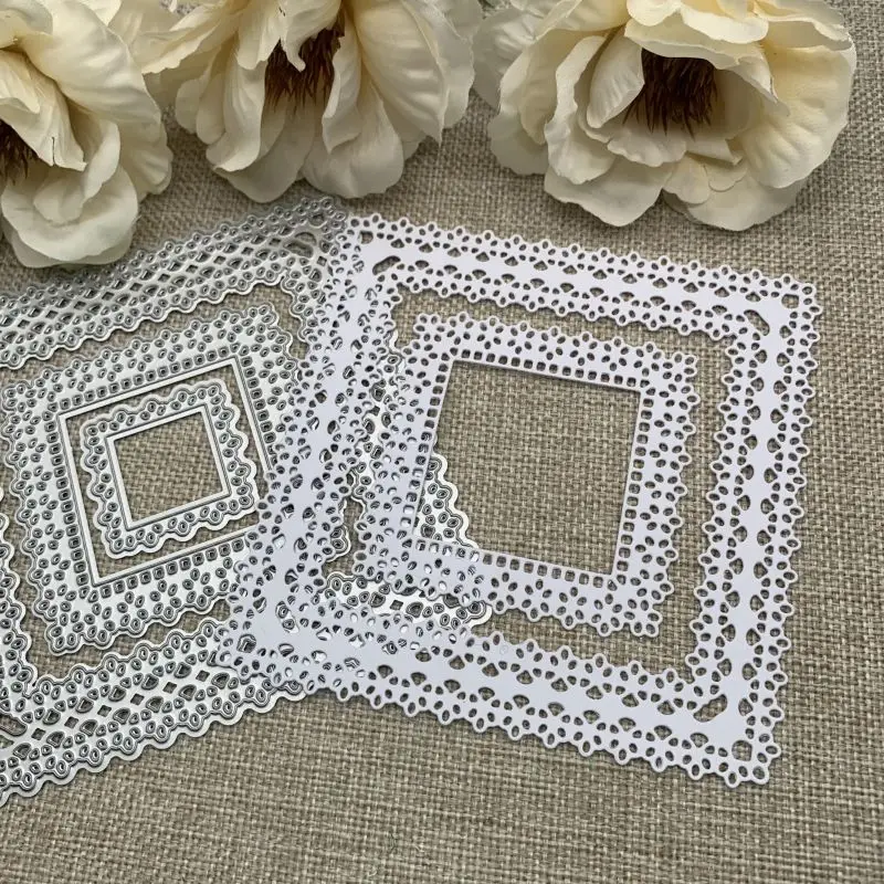 

Кружевные цветы квадратная рамка металлические штампы трафареты для «сделай сам» Скрапбукинг декоративная ручная работа штамповочный шаблон форма