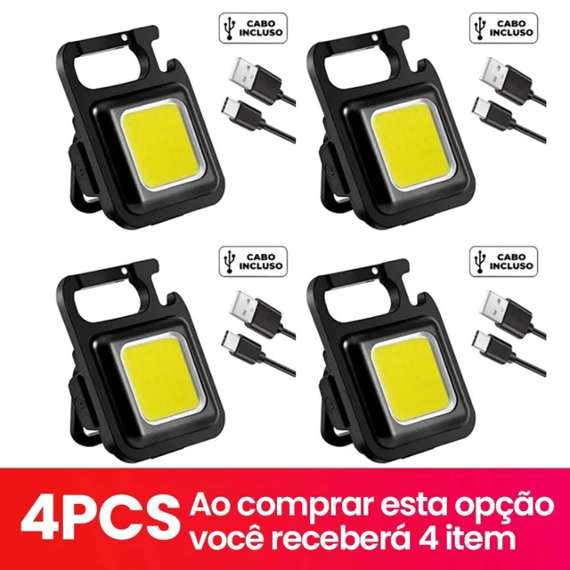 Lanterna LED recarregável Mini USB, Lâmpada portátil, 3 modos, Kit