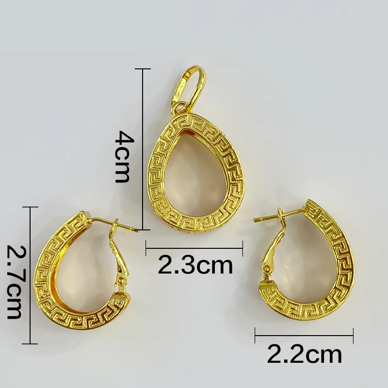 Dubai Golden Jewelry Sets for Women Luxury Italian Bridal Necklace Pendant Earrings Wedding Party Accessories Lady Gifts