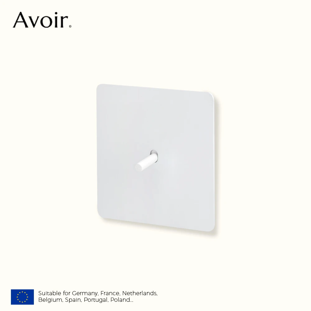 Avoir White Matte Wall Toggle Switch with European Standard Power Socket and Charging Port