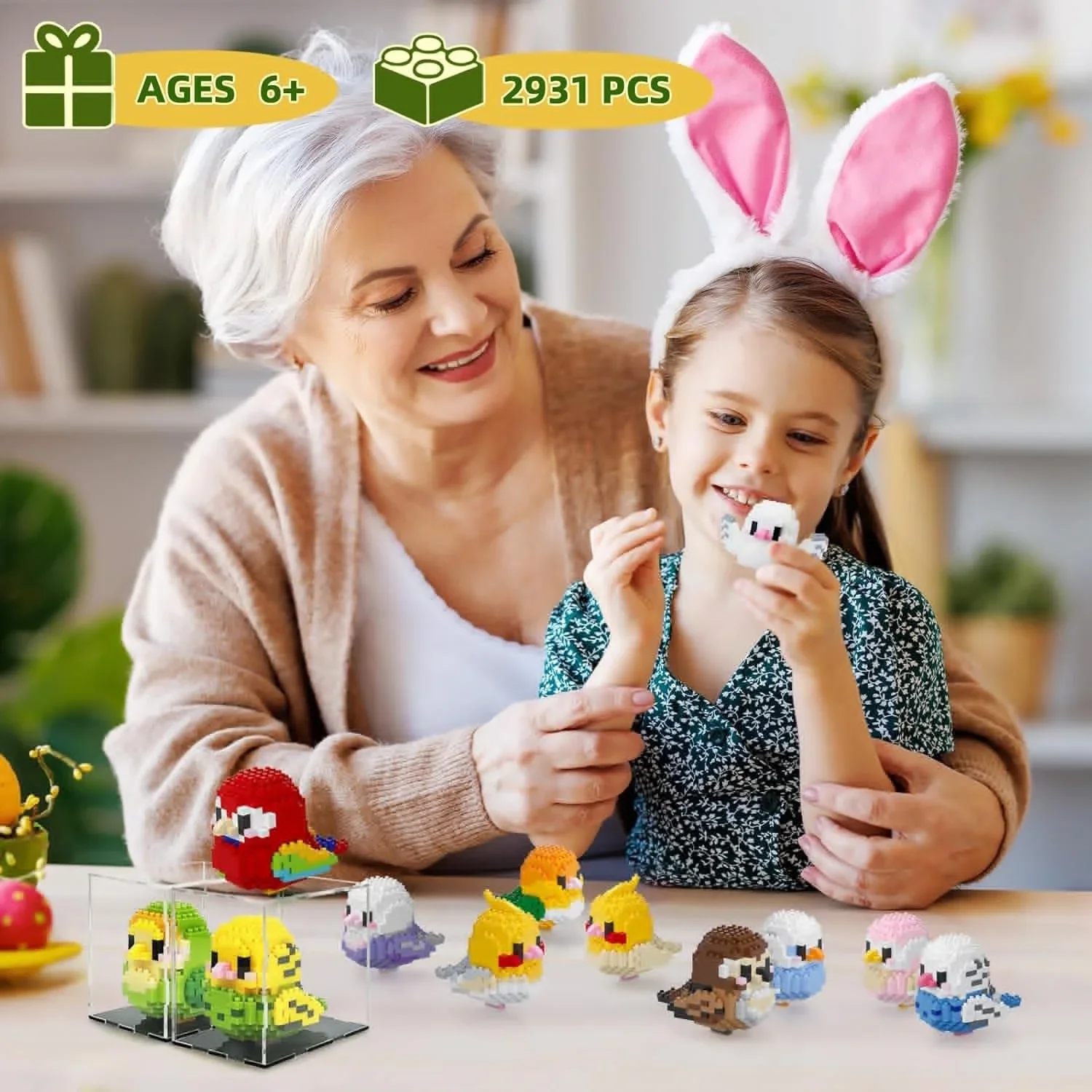 Building Block Toy Cute Parrot Birds Micro Blocks Cockatiel Budgerigar DIY Assembled Pigeon Macaw 3D Model Mini Figure For Kids