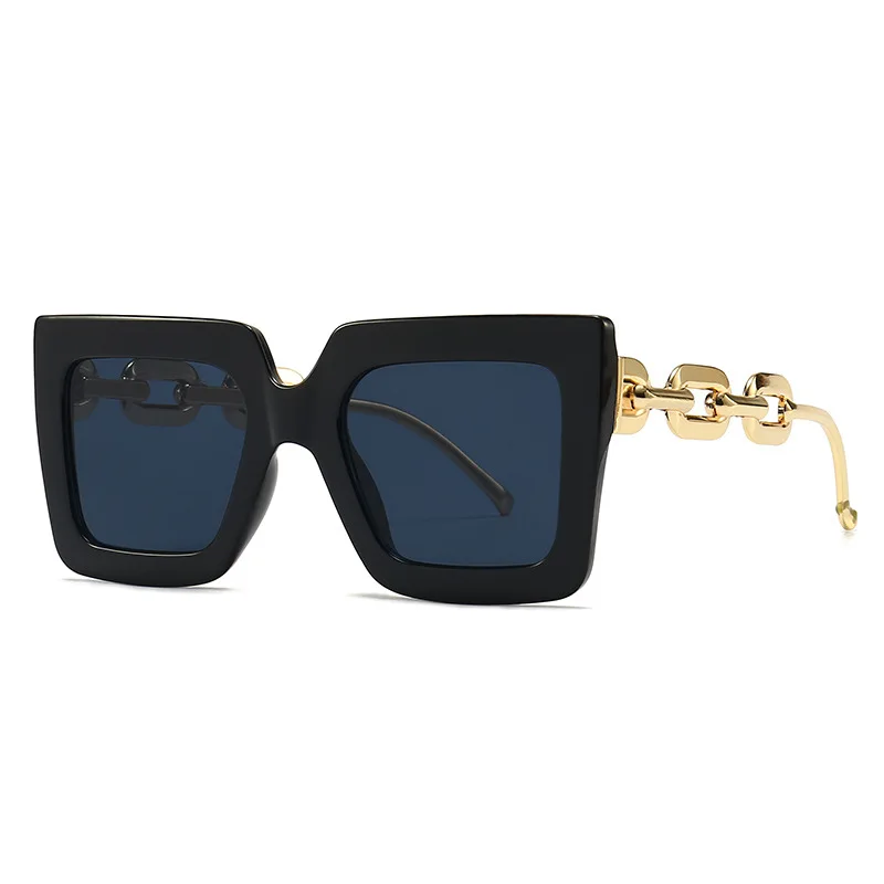 Emosnia Oversized Metal Chain Sunglasses 2022 Fashion Men Women Luxury Eyewear Square Retro Shades UV400 Vintage Sun Glasses round sunglasses women Sunglasses